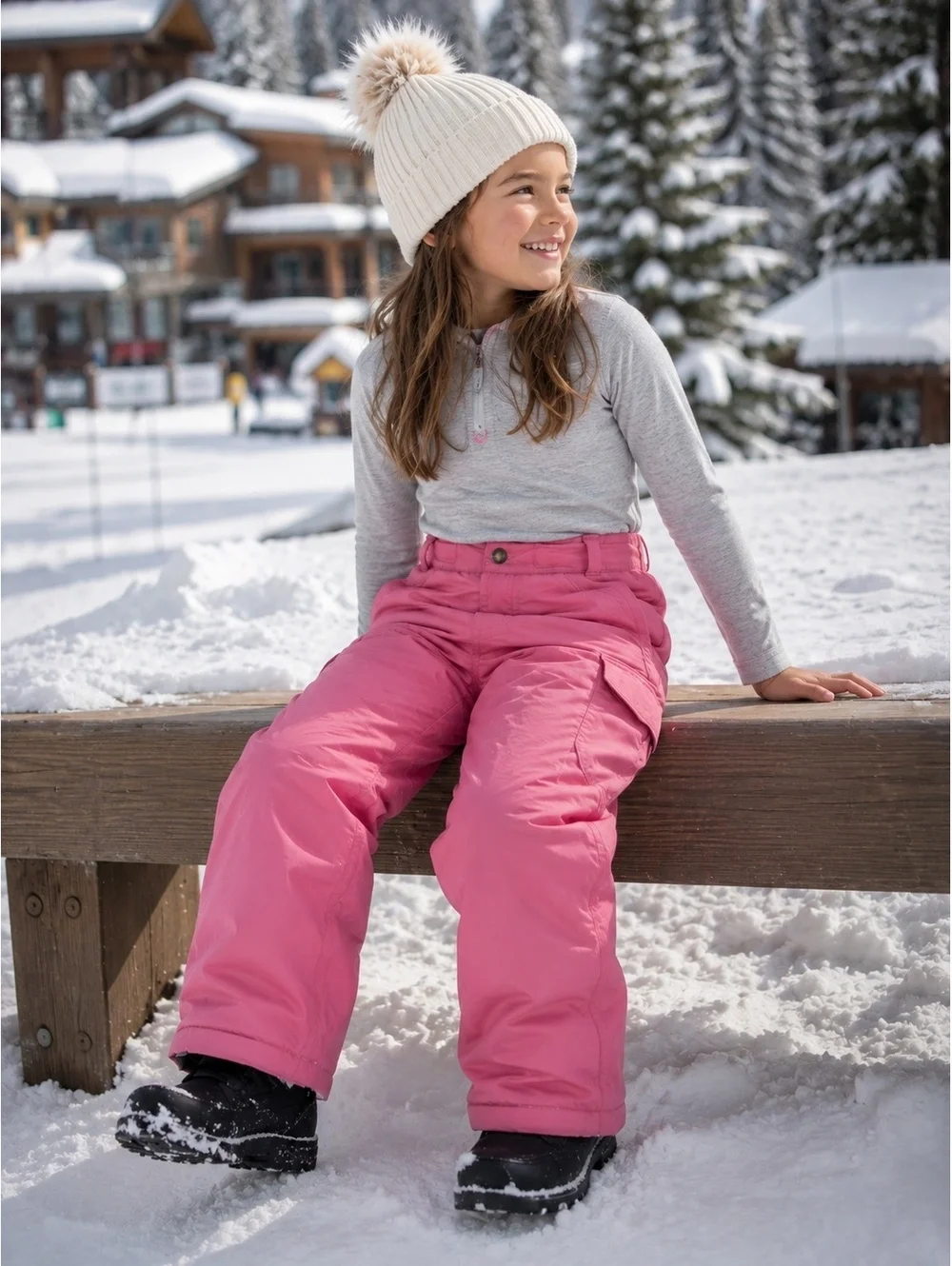 Columbia girl's pink insulated snow pants